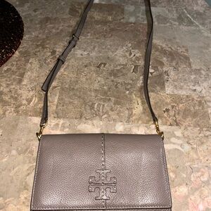 Tory Burch Taupe Leather Crossbody Bag